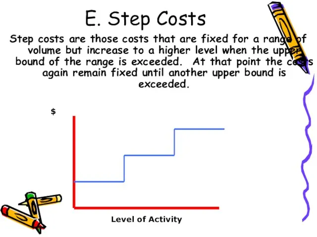 E. Step Costs Step costs are those costs that are fixed for