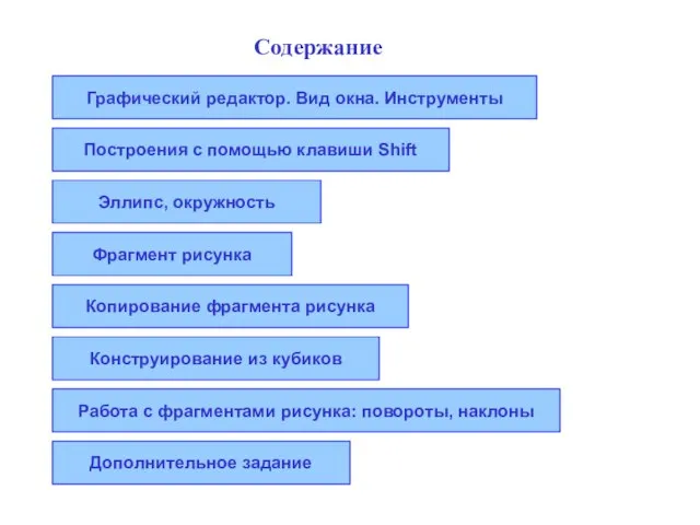 Графический редактор. Вид окна. Инструменты Эллипс, окружность Работа с фрагментами рисунка: повороты,