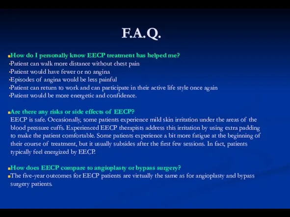 How do I personally know EECP treatment has helped me? Patient can