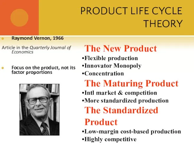 © McGraw Hill Companies, Inc., 2000 PRODUCT LIFE CYCLE THEORY Raymond Vernon,