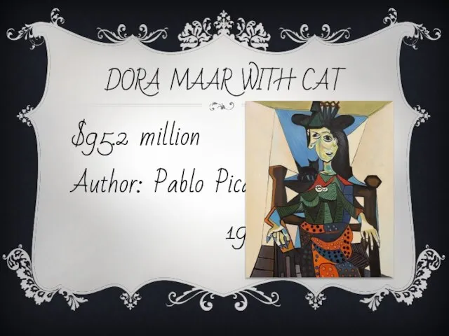 DORA MAAR WITH CAT $95.2 million Author: Pablo Picasso, 1941.