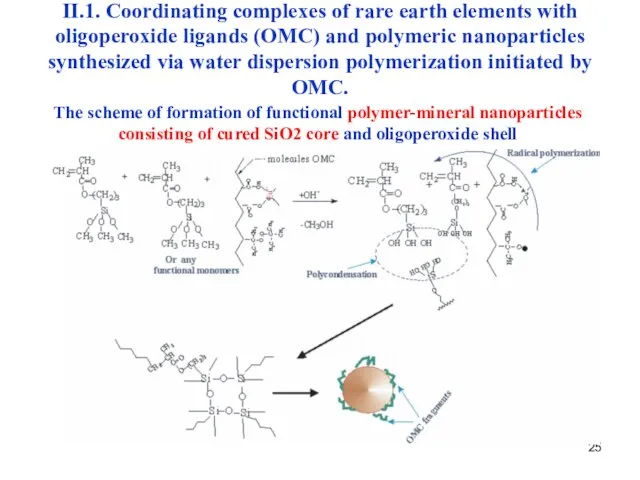 The scheme of formation of functional polymer-mineral nanoparticles consisting of cured SiO2