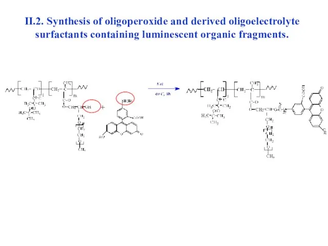 II.2. Synthesis of oligoperoxide and derived oligoelectrolyte surfactants containing luminescent organic fragments.