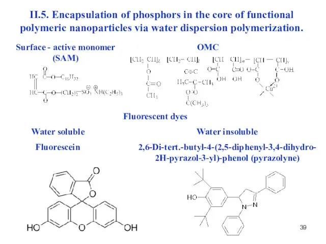 II.5. Encapsulation of phosphors in the core of functional polymeric nanoparticles via