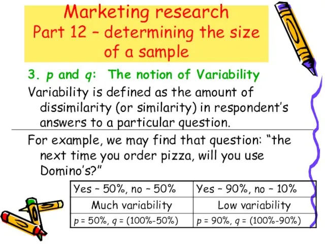 Marketing research Part 12 – determining the size of a sample 3.