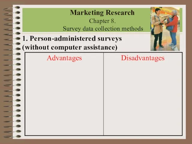 Marketing Research Chapter 8. Survey data collection methods 1. Person-administered surveys (without computer assistance)