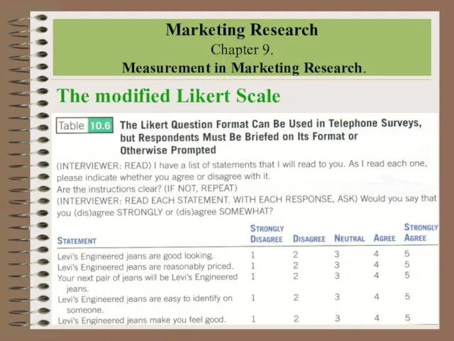 Marketing Research Chapter 9. Measurement in Marketing Research. The modified Likert Scale