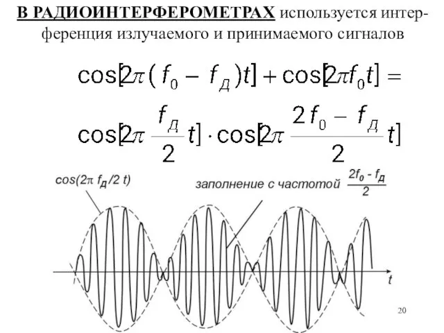 В РАДИОИНТЕРФЕРОМЕТРАХ используется интер- ференция излучаемого и принимаемого сигналов