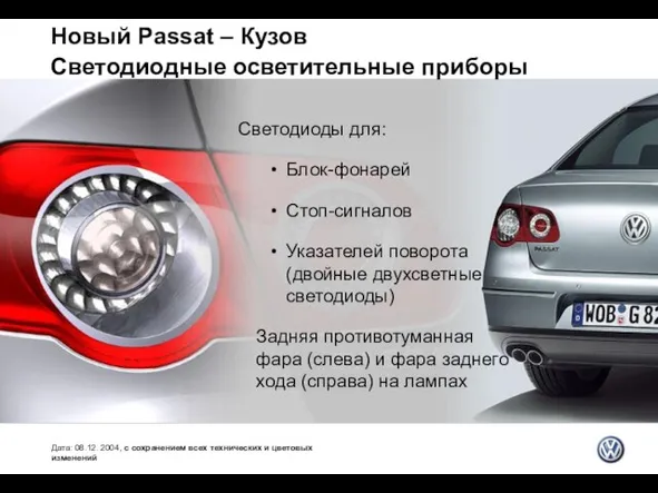 Новый Passat – Кузов Светодиодные осветительные приборы Светодиоды для: Блок-фонарей Стоп-сигналов Указателей