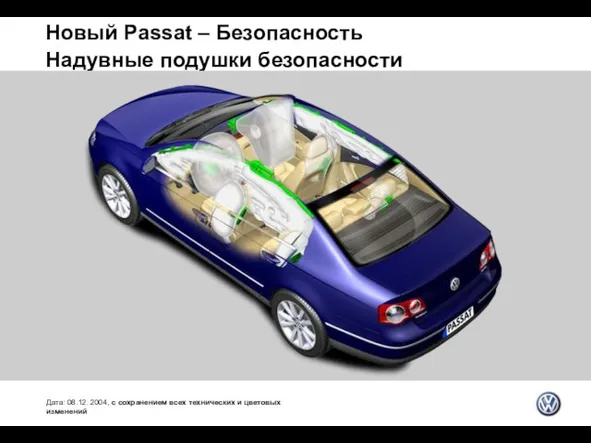 Новый Passat – Безопасность Надувные подушки безопасности Дата: 08.12. 2004, с сохранением