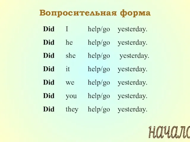 they Вопросительная форма начало