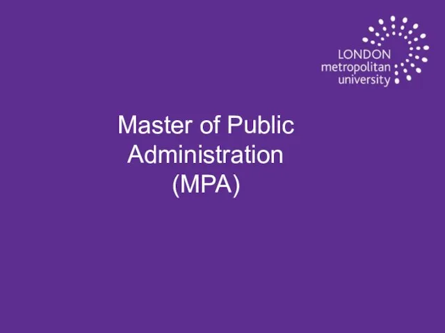 Master of Public Administration (MPA)