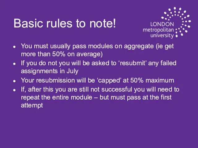 Basic rules to note! You must usually pass modules on aggregate (ie