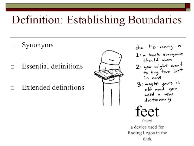 Definition: Establishing Boundaries Synonyms Essential definitions Extended definitions
