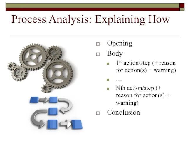 Process Analysis: Explaining How Opening Body 1st action/step (+ reason for action(s)