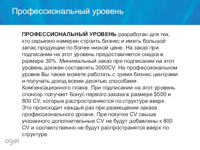 ПРОФЕССИОНАЛЬНЫЙ УРОВЕНЬ разработан для тех, кто серьезно намерен строить бизнес и иметь