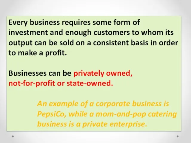 Every business requires some form of investment and enough customers to whom