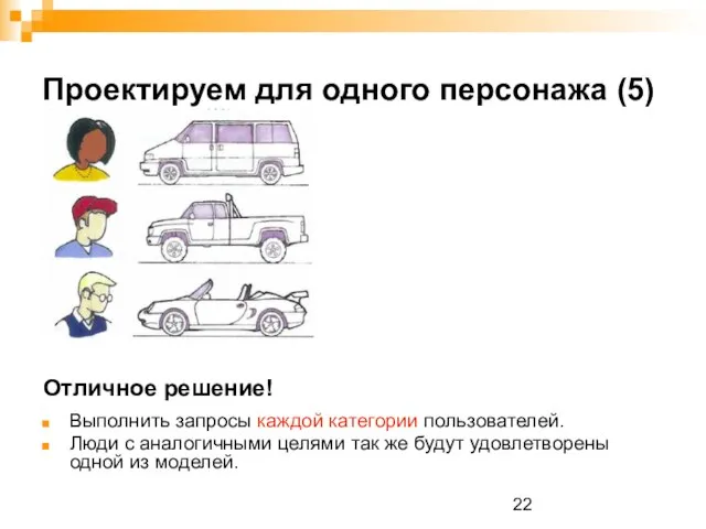 Проектируем для одного персонажа (5) Выполнить запросы каждой категории пользователей. Люди с