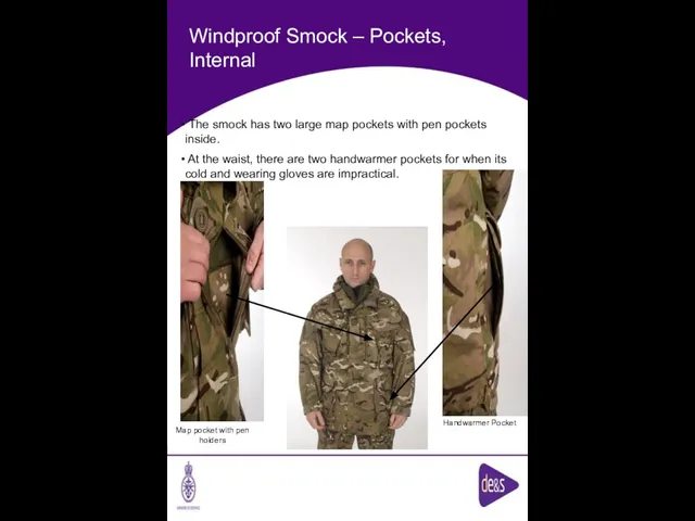 Windproof Smock – Pockets, Internal Map pocket with pen holders Handwarmer Pocket