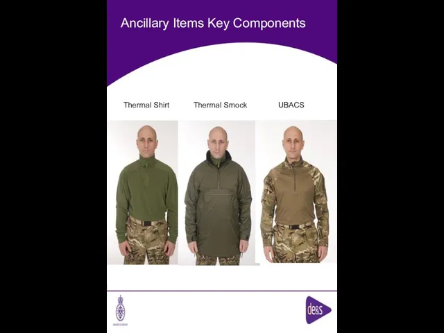 Ancillary Items Key Components UBACS Thermal Smock Thermal Shirt