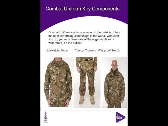 Combat Uniform Key Components Lightweight Jacket Combat Trousers Windproof Smock Combat Uniform