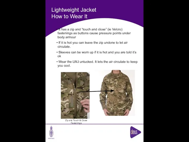 Lightweight Jacket How to Wear It Zip and Touch & Close Fastenings