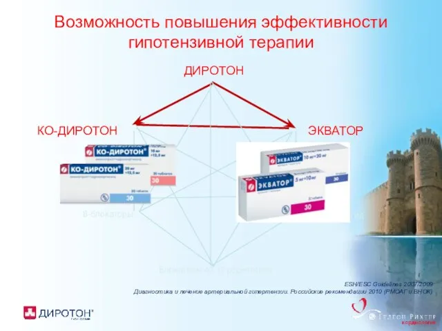 Возможность повышения эффективности гипотензивной терапии ESH/ESC Guidelines 2007/2009 Диагностика и лечение артериальной