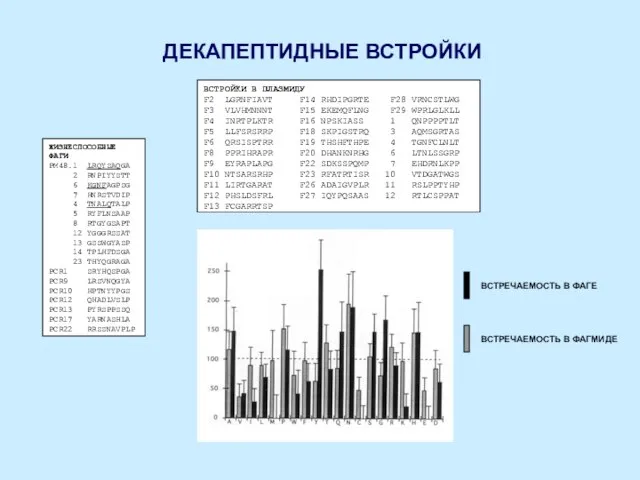 ДЕКАПЕПТИДНЫЕ ВСТРОЙКИ ЖИЗНЕСПОСОБНЫЕ ФАГИ PM48.1 LRQYSAQGA 2 RNPIYYSTT 6 KGNFAGPSG 7 HNRSTVDIP