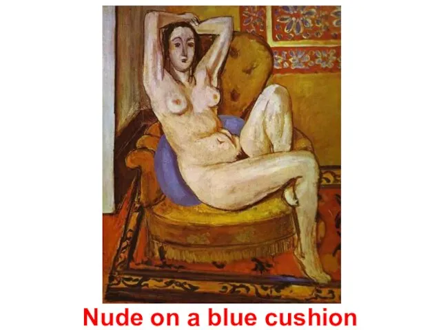 Nude on a blue cushion