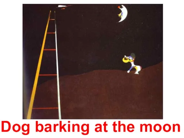 Dog barking at the moon