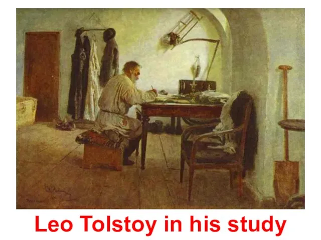 Leo Tolstoy in his study