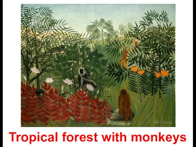 Tropical forest with monkeys