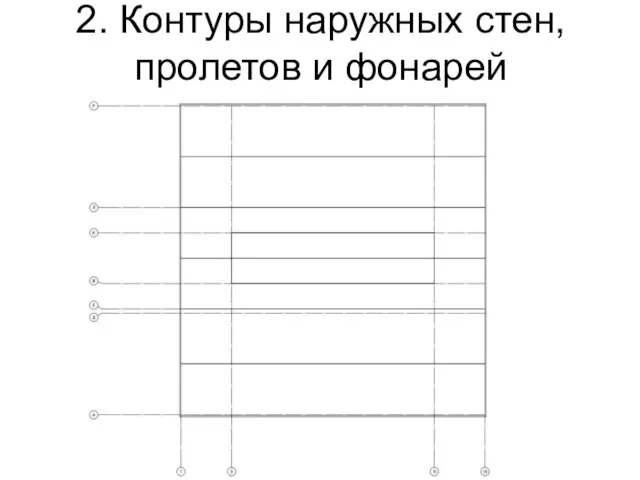 2. Контуры наружных стен, пролетов и фонарей