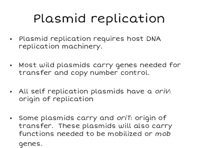 Plasmid replication Plasmid replication requires host DNA replication machinery. Most wild plasmids