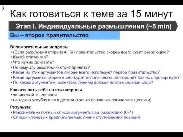 Как готовиться к теме за 15 минут Этап I. Индивидуальные размышления (~5