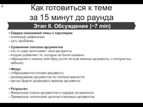 Этап II. Обсуждение (~7 min) Сверка понимания темы с партнером ключевые дефиниции