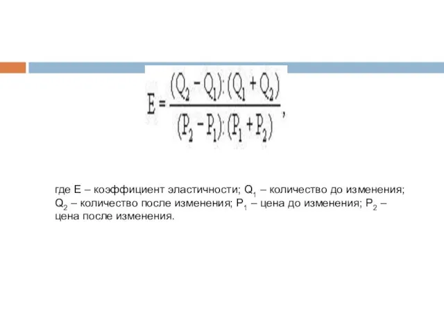 где E – коэффициент эластичности; Q1 – количество до изменения; Q2 –