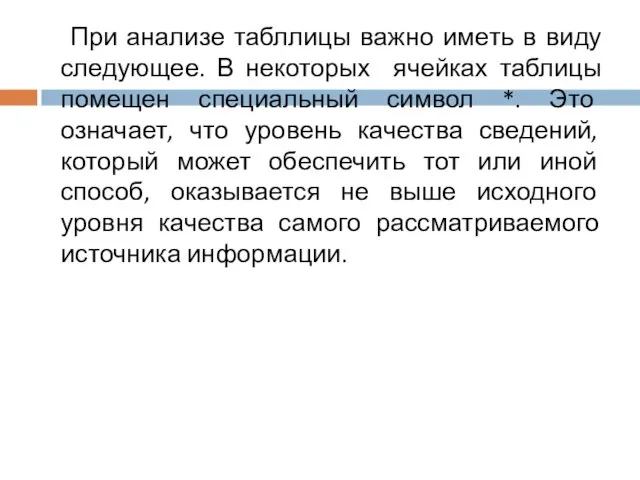 При анализе табллицы важно иметь в виду следующее. В некоторых ячейках таблицы