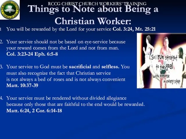 Things to Note about Being a Christian Worker: 1 You will be