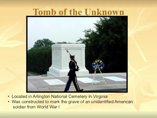 Tomb of the Unknown Located in Arlington National Cemetery in Virginia Was