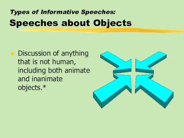 Types of Informative Speeches: Speeches about Objects Discussion of anything that is