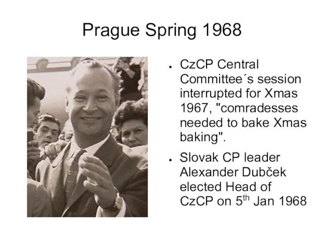 Prague Spring 1968 CzCP Central Committee´s session interrupted for Xmas 1967, "comradesses