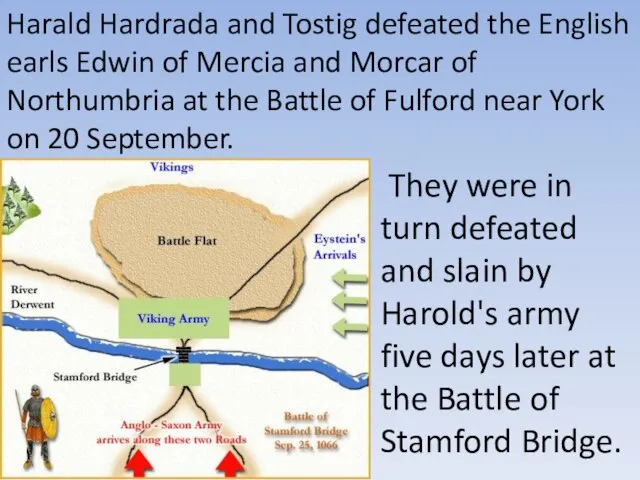 They were in turn defeated and slain by Harold's army five days