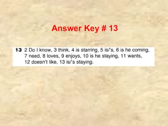 Answer Key # 13