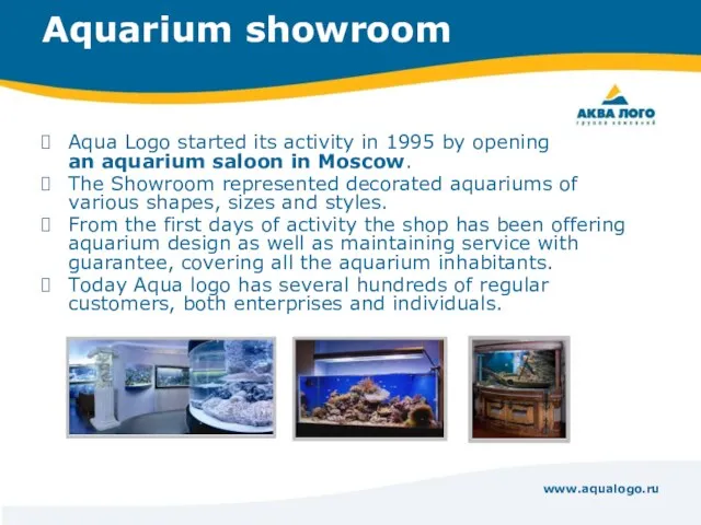 www.aqualogo.ru Aquarium showroom Aqua Logo started its activity in 1995 by opening