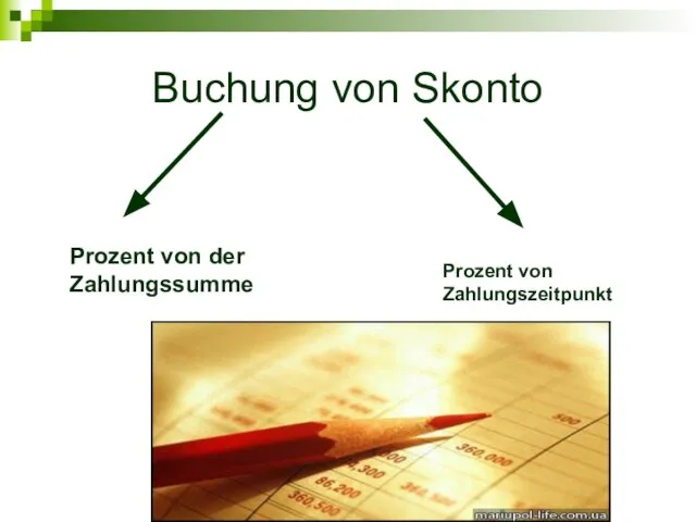 Buchung von Skonto Prozent von der Zahlungssumme Prozent von Zahlungszeitpunkt