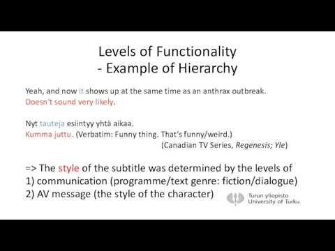 Levels of Functionality - Example of Hierarchy Yeah, and now it shows