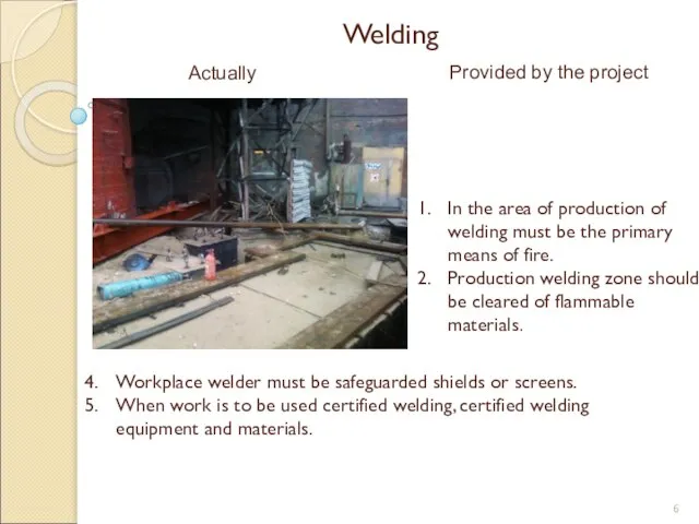 Welding Provided by the project Аctually In the area of ​​production of