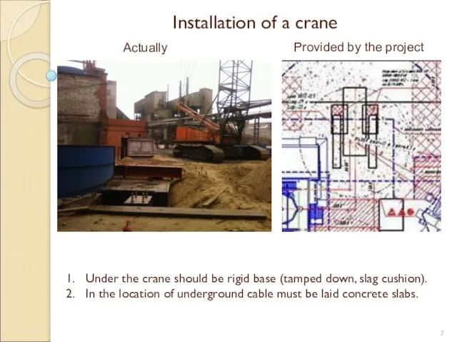 Installation of a crane Provided by the project Аctually Under the crane