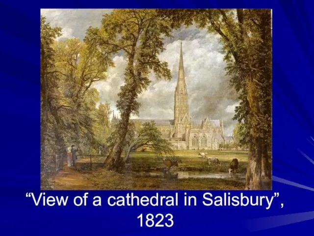 “View of a cathedral in Salisbury”, 1823